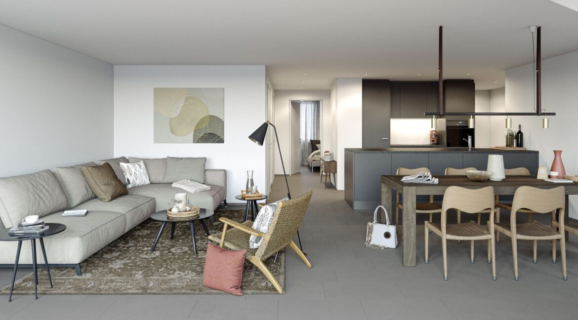 2_Visualisierung_Wohnzimmer, Küche_Variante 2